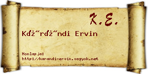 Kárándi Ervin névjegykártya