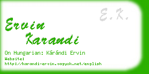 ervin karandi business card